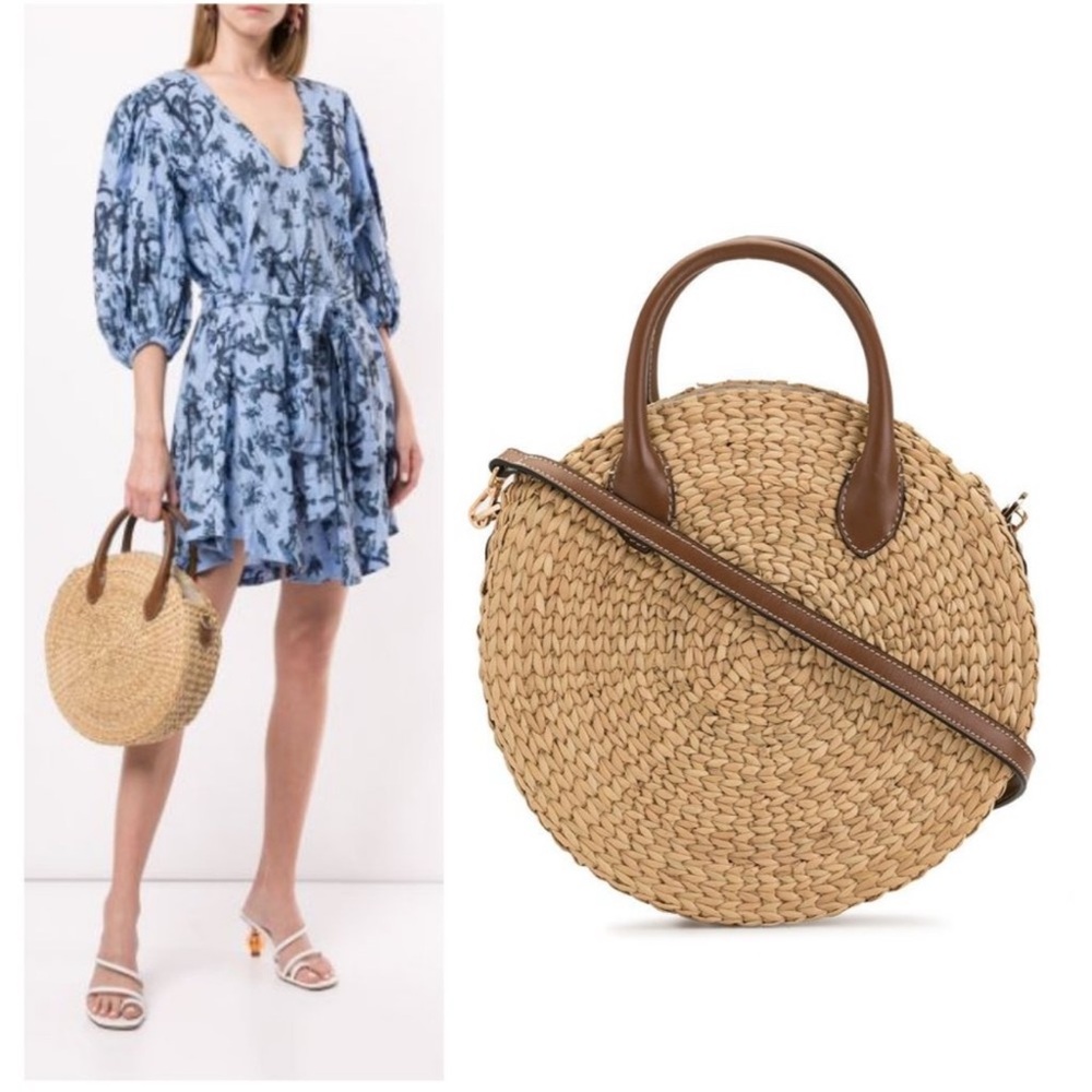 POOLSIDE Maxine round straw Ratan tote bag crossbody - Picture 4 of 4